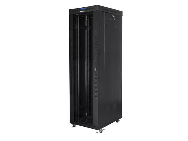 Lanberg FF01-6042-12BL 42U gulvstående rackskab - sort, glasfront