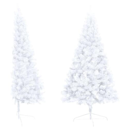 Kunstigt halvt juletræ med lys og kuglesæt 240 cm hvid