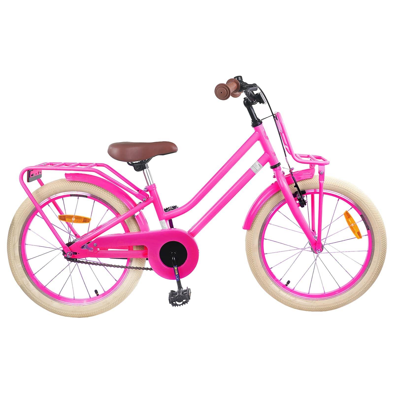Børnecykel 18 tommer til 5-7 år gammel Mørk pink billede