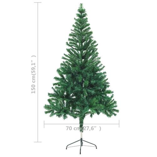 Kunstigt juletræ med lys og kuglesæt 150 cm 380 grene