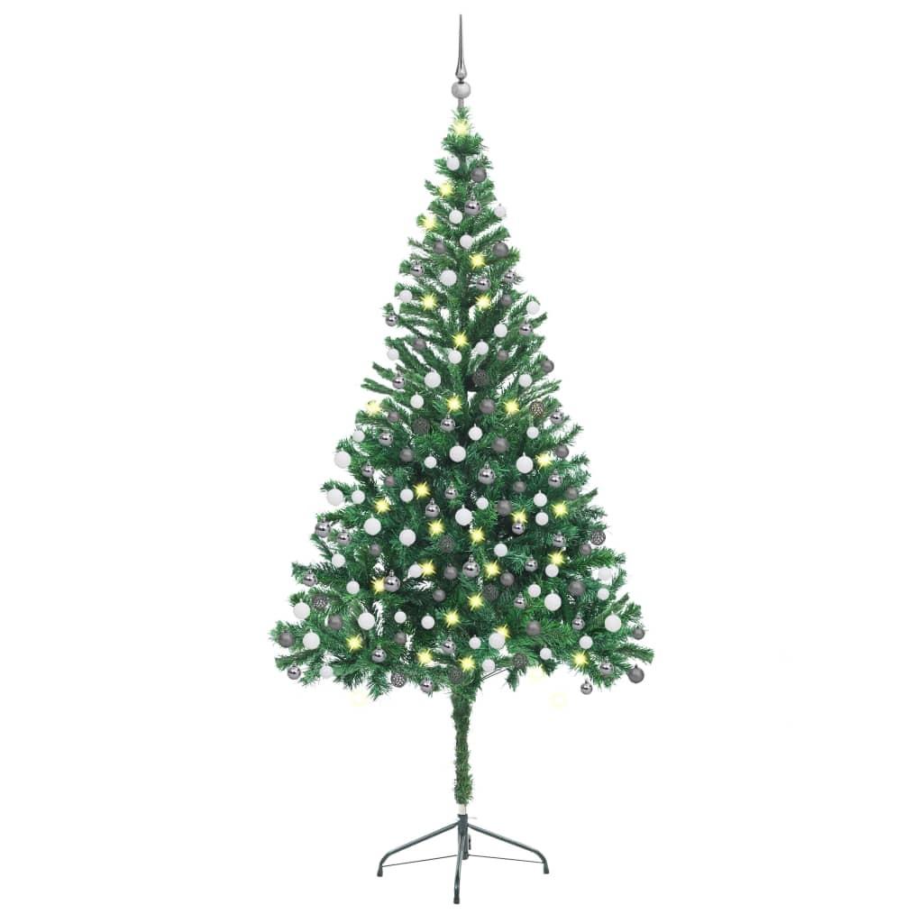 Kunstigt juletræ med lys og kuglesæt 210 cm 910 grene