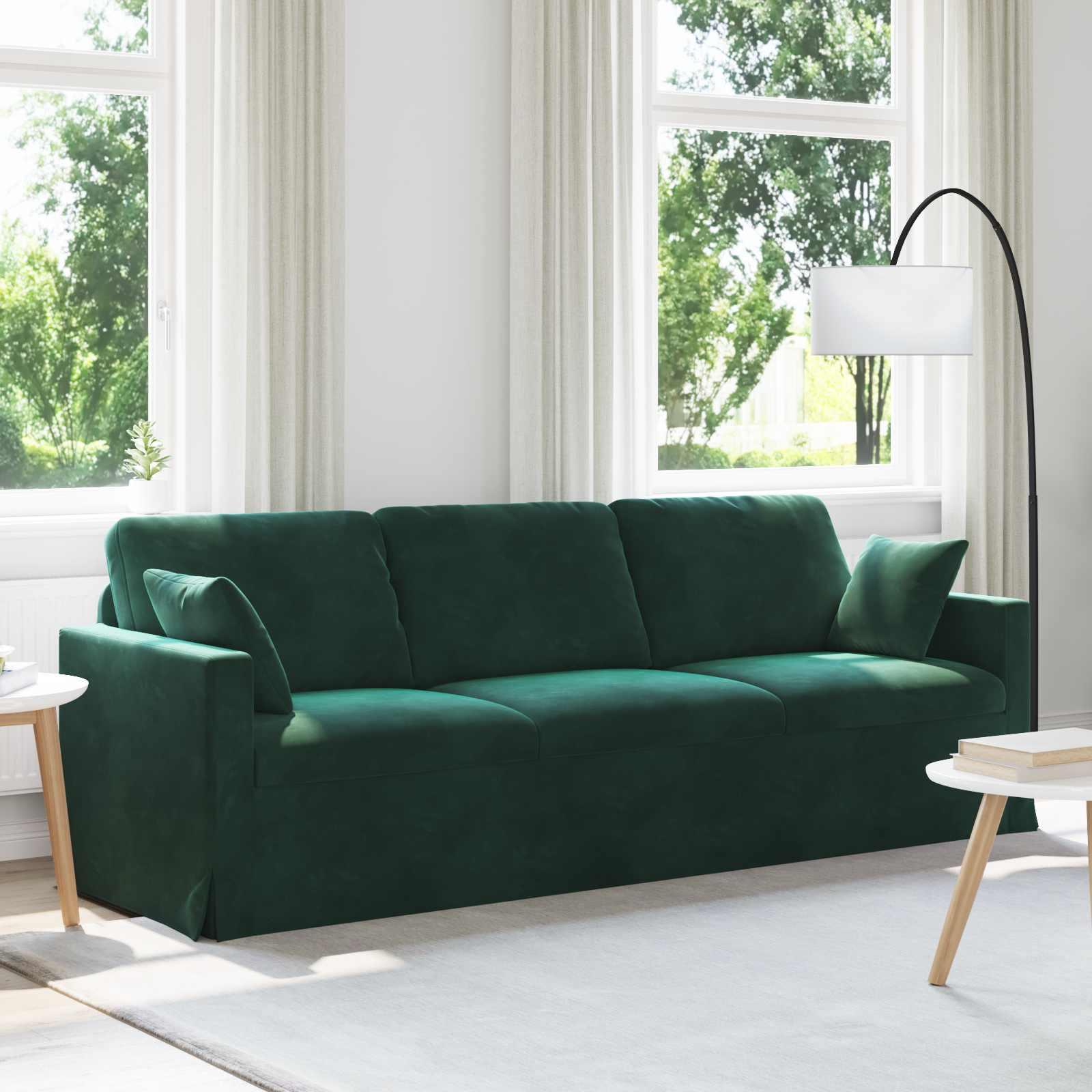 Sofa Mørkegrøn 228 x 78 x 80 cm Fløjl billede