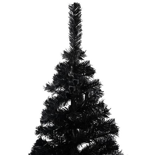 Kunstigt juletræ med lys og kuglesæt 120 cm PVC sort