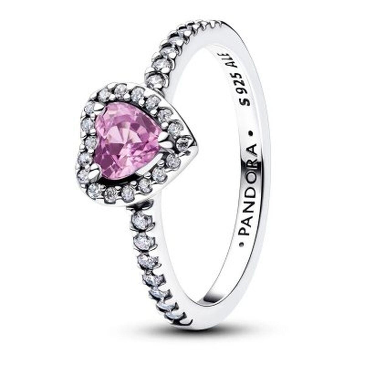 Pandora ring 198421C12-52 - pink hjerte, str. 12, sterling sølv billede