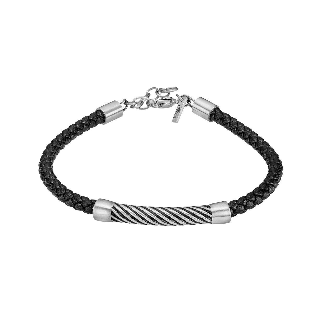 Lotus LS2548-2/1 armbånd til mænd - sort flettet med stål detalje billede