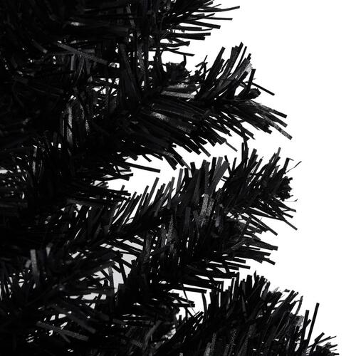 Kunstigt juletræ med lys og kuglesæt 240 cm PVC sort