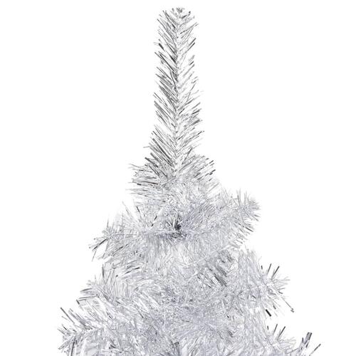 Kunstigt juletræ med lys og kuglesæt 120 cm PET sølvfarvet