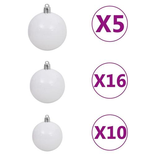 Juletræ med lys + julekugler og grankogler 210 cm