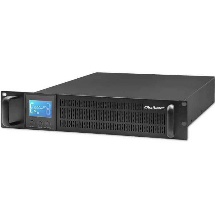 Qoltec Rack UPS 3 kVA/2400 W online UPS med LCD og AVR, sort