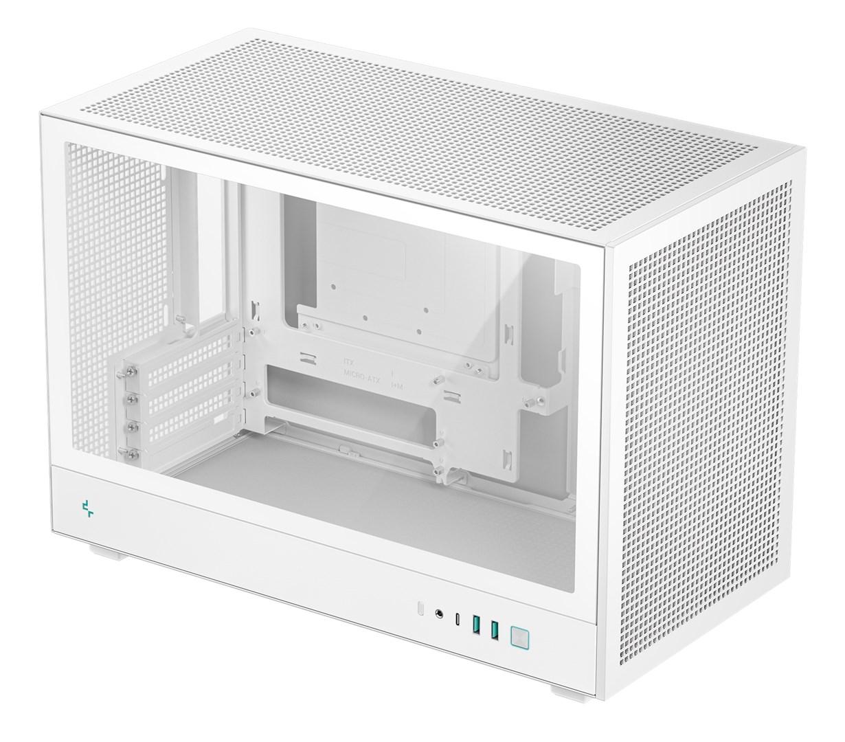DeepCool CH260 WH - Mikro - micro ATX - sidepanel med vindue (hærdet glas) - ingen strømforsyning (ATX / PS/2) - hvid - USB/Lyd