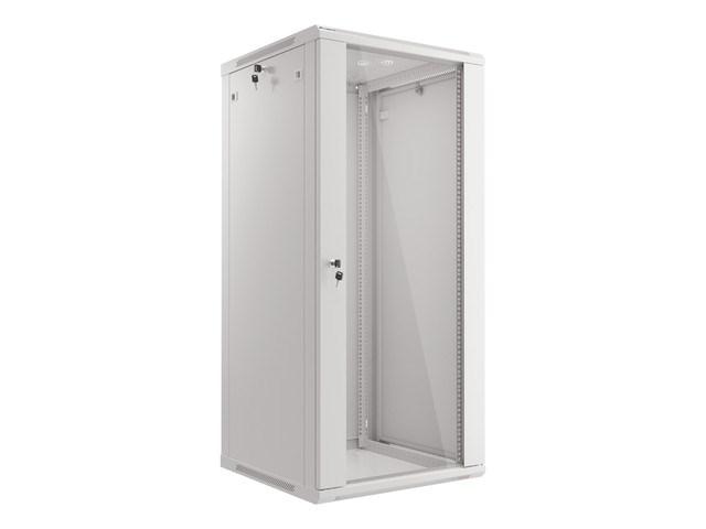 19" rackskab vægmonteret - Lanberg 27U, 600 × 600 mm, grå, glasdør billede