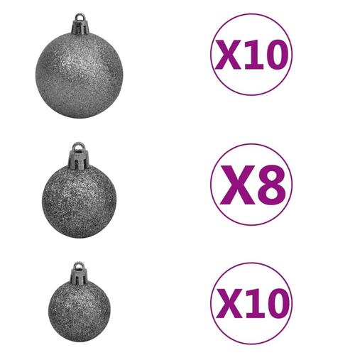 Kunstigt juletræ nordmannsgran LED og kuglesæt 240 cm grøn