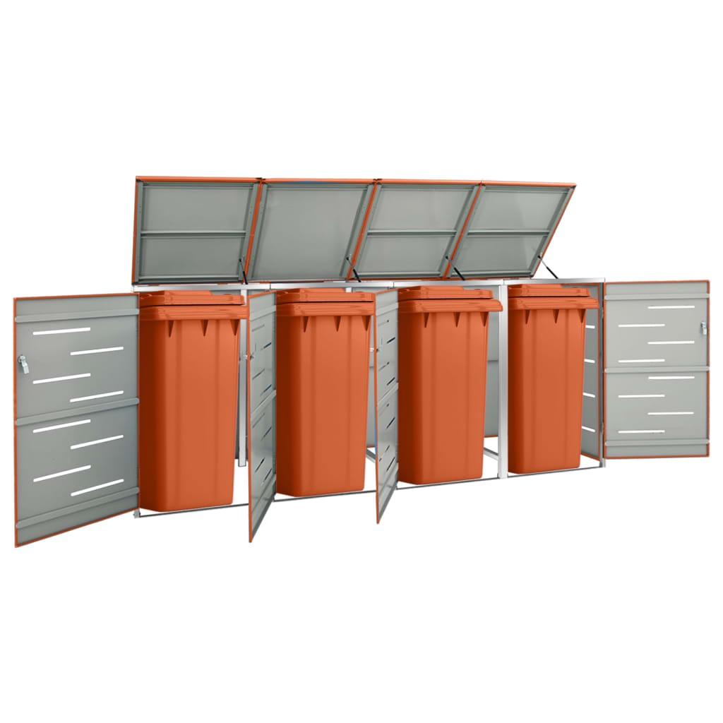 Firedobbelt skraldespandsskjuler 276,5x77,5x112,5 rustfrit stål