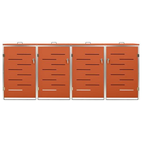 Firedobbelt skraldespandsskjuler 276,5x77,5x112,5 rustfrit stål