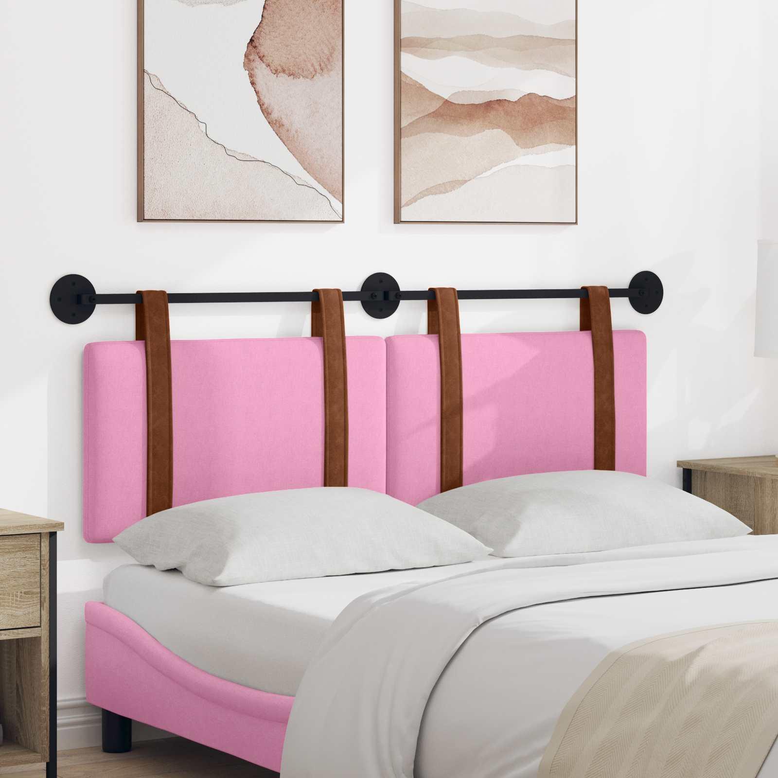 Hængende Hovedgavl Vægmonteret Lyserød 130 x 55 x 5 cm Antik PU billede