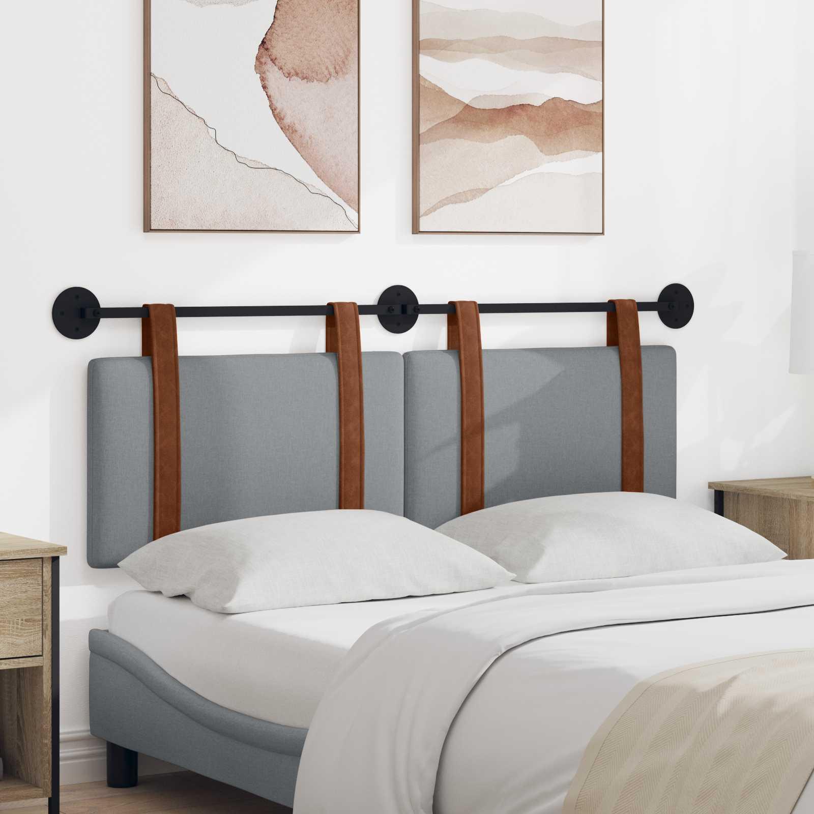 Hængende Hovedgavl Vægmonteret Lysegrå 130 x 55 x 5 cm Antik PU billede