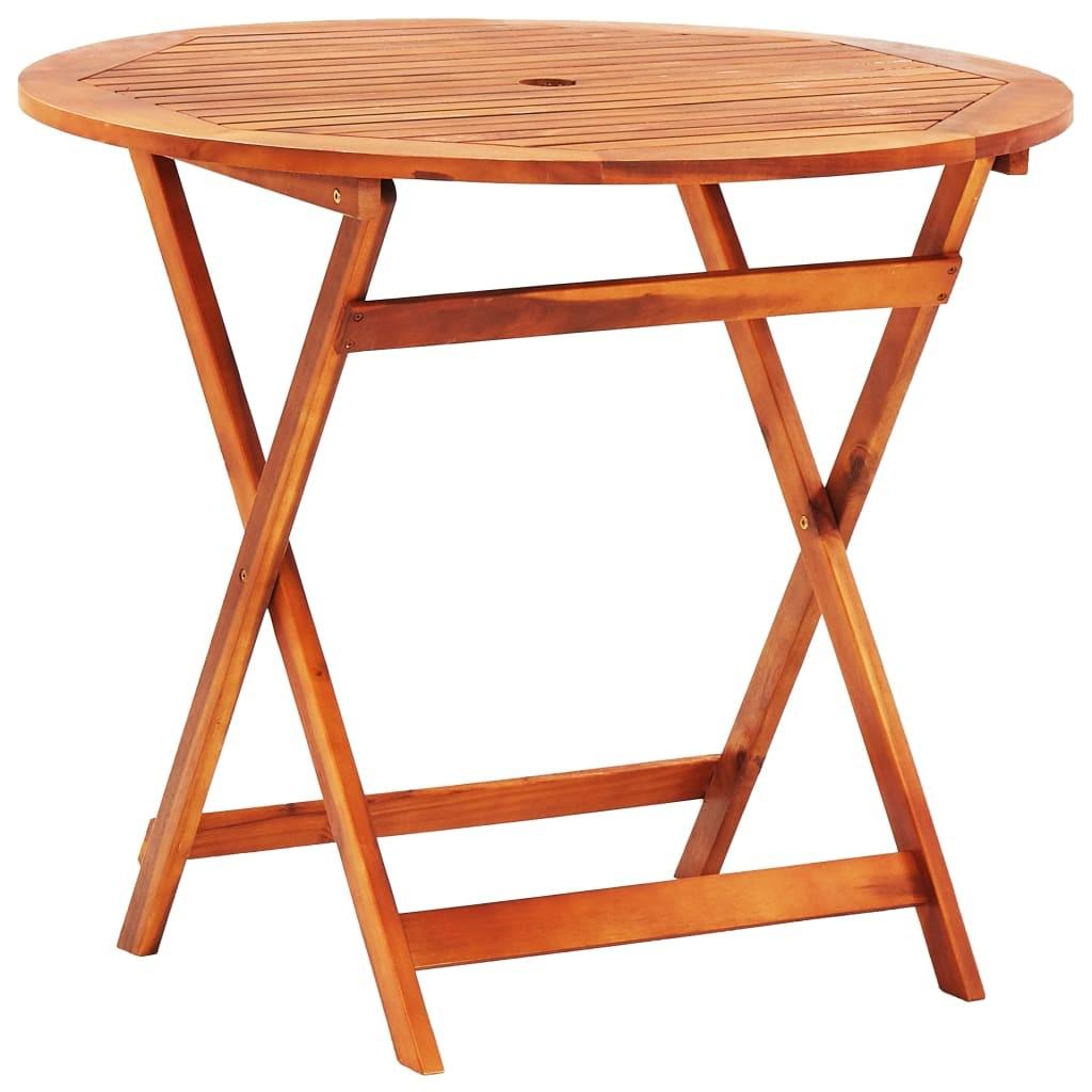 Foldbart havebord Ø90x75 cm massivt eukalyptustræ billede