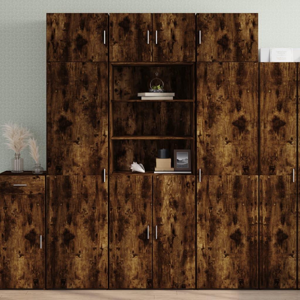 Skab 70x42,5x185 cm konstrueret træ røget egetræsfarve billede