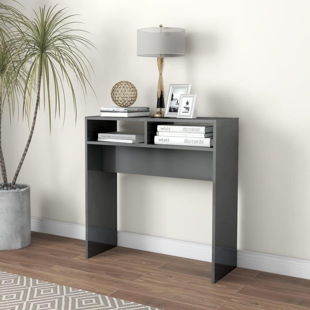 Konsolbord 78x30x80 cm konstrueret træ grå højglans