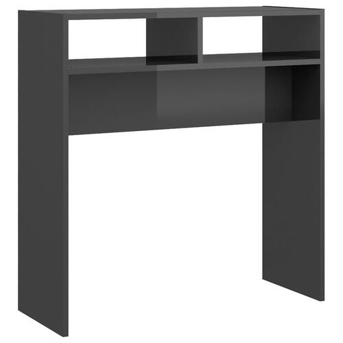 Konsolbord 78x30x80 cm konstrueret træ grå højglans
