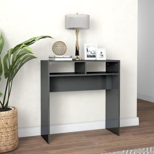 Konsolbord 78x30x80 cm konstrueret træ grå højglans