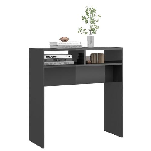 Konsolbord 78x30x80 cm konstrueret træ grå højglans