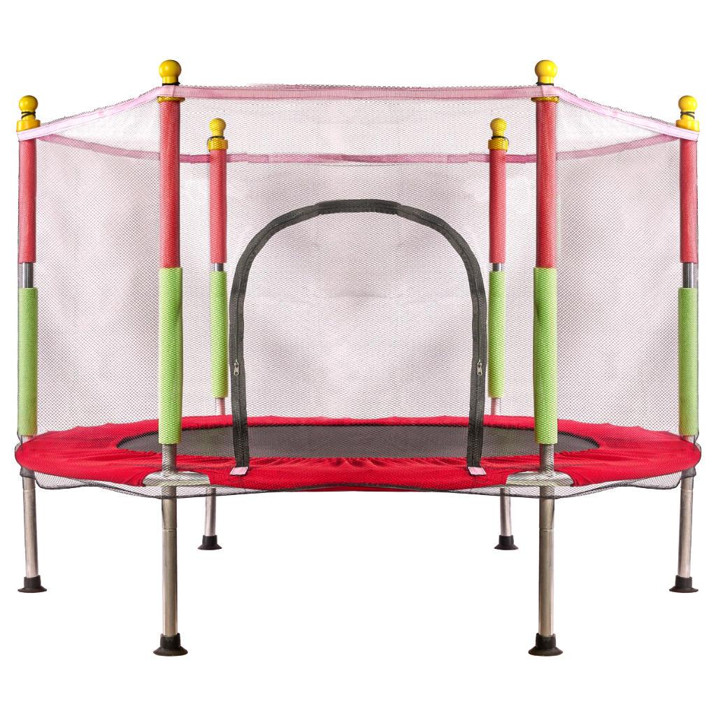 Havetrampolin til børn 140 cm - rød med sikkerhedsnet billede