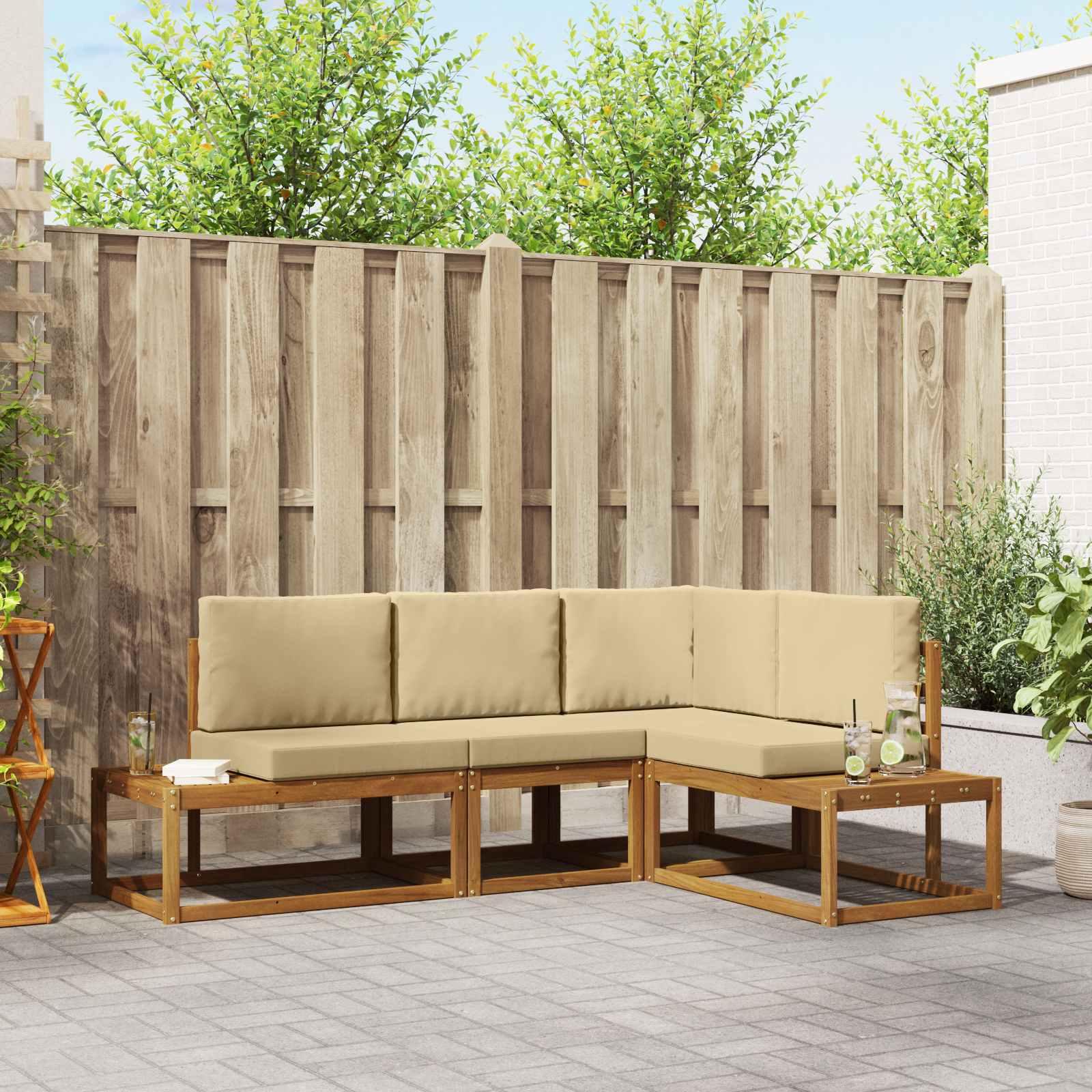 Sofa Sæt 4 Stk Naturlig og Beige Soli Akacietræ og polyester billede