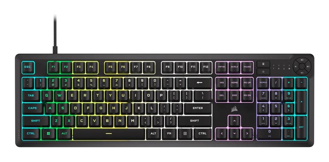 CORSAIR K55 CORE RGB Tastatur Gummitrykknap RGB/16,8 millioner farver Kablet USA