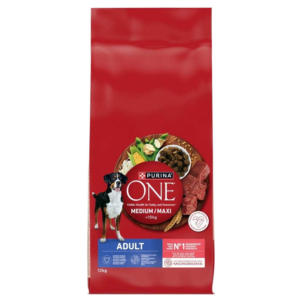 Purina ONE Adult Medium/Maxi tørfoder med oksekød og ris – 12 kg billede