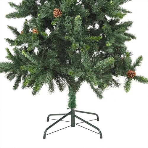 Kunstigt juletræ med lys og kuglesæt 210 cm grøn