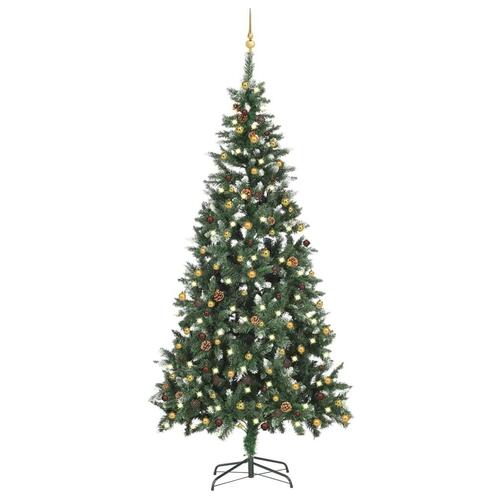 Kunstigt juletræ med lys og kuglesæt 210 cm
