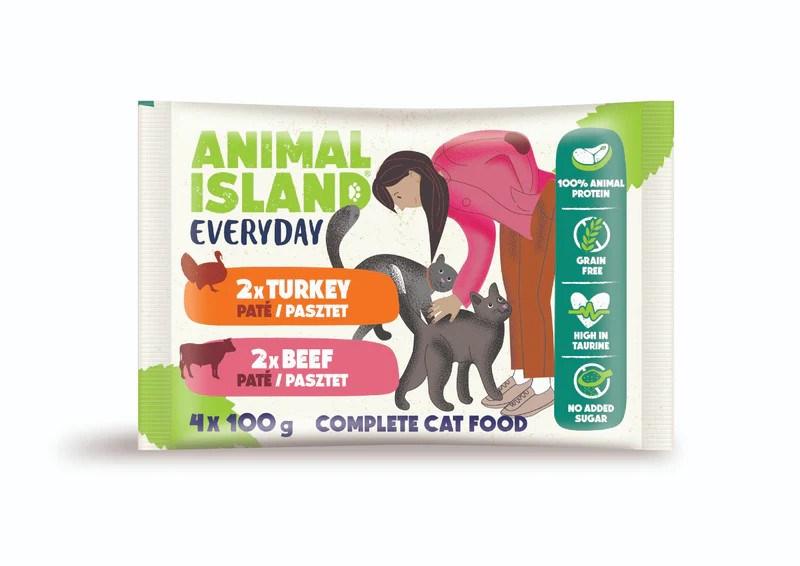 ANIMAL ISLAND Everyday paté til kat – Okse & Kalkun, vådfoder 4×100 g billede