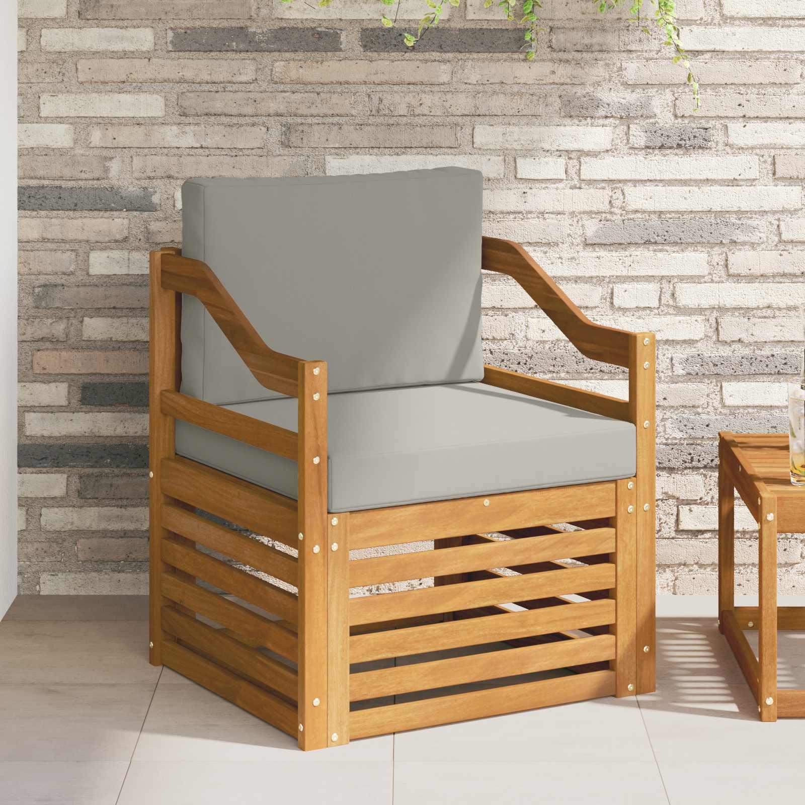 Udendørs sofagruppe med pude Naturfarvet 67 x 63 x 73 cm billede