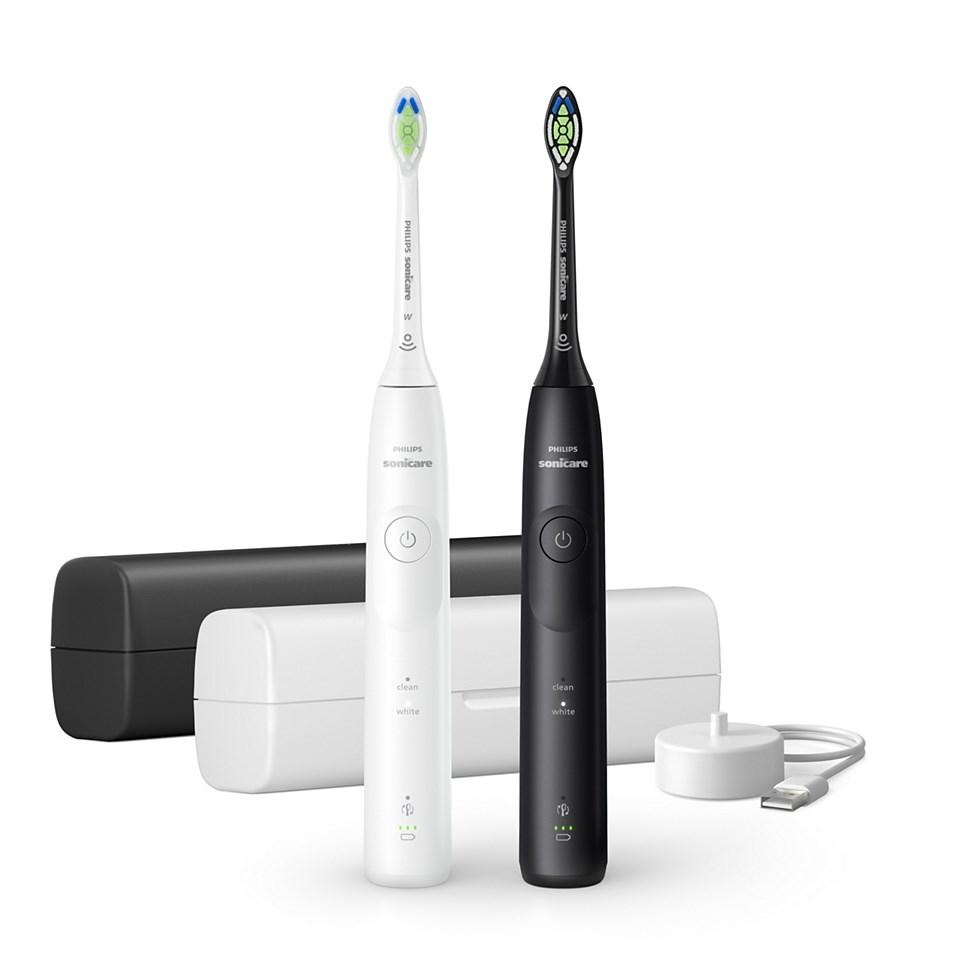 Philips Sonicare Series 5500 HX7119/02 elektrisk tandbørste - 2 håndtag, hvid/sort billede