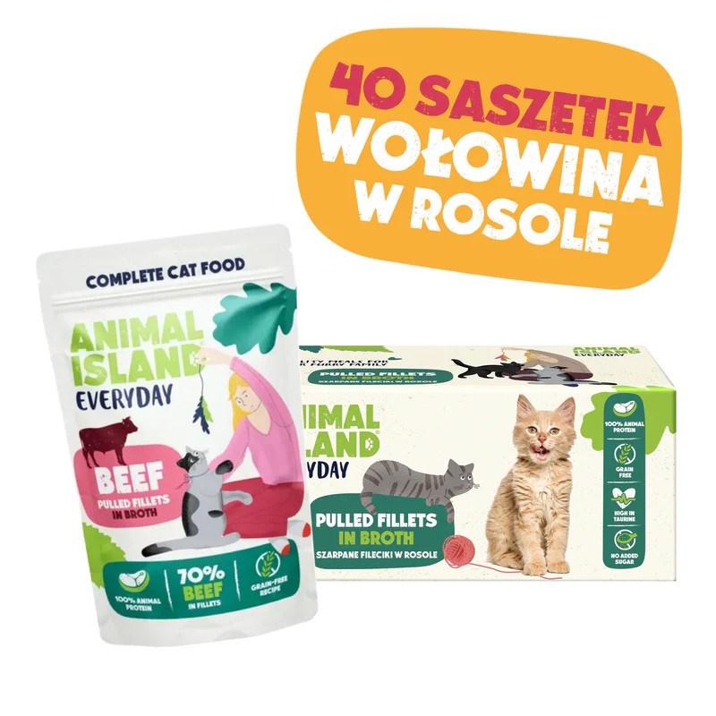 ANIMAL ISLAND okse i bouillon - vådfoder til kat - 40×85 g billede