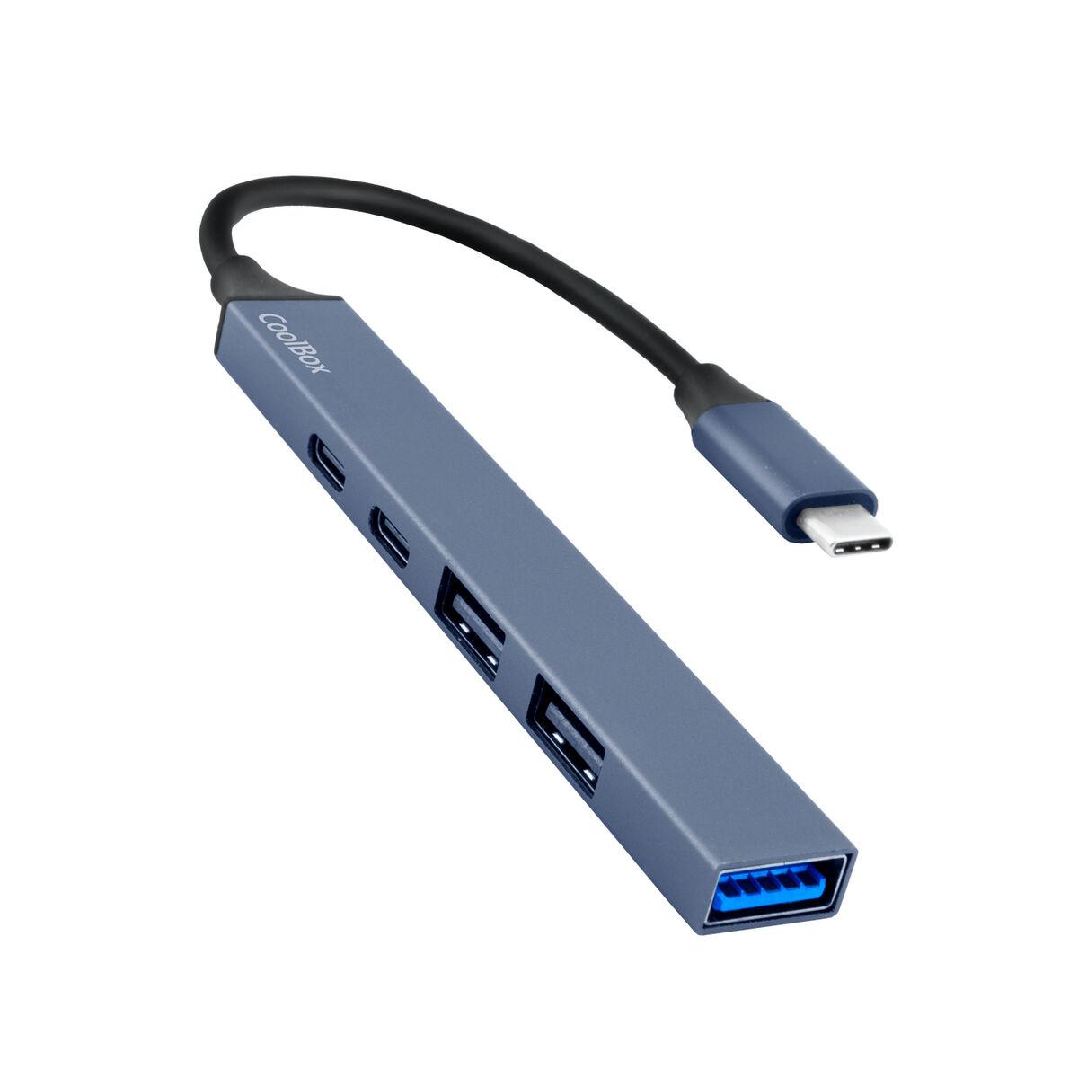CoolBox COO-HUB5-C USB-C hub - grå aluminium billede