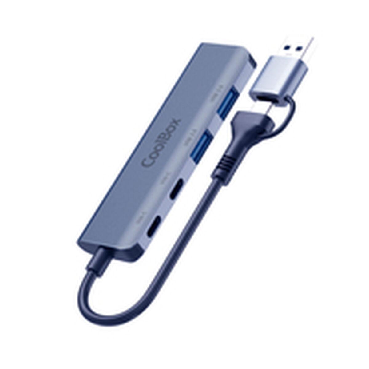 CoolBox COO-HUB-C-CCAA USB-C hub 4 porte - Grå billede