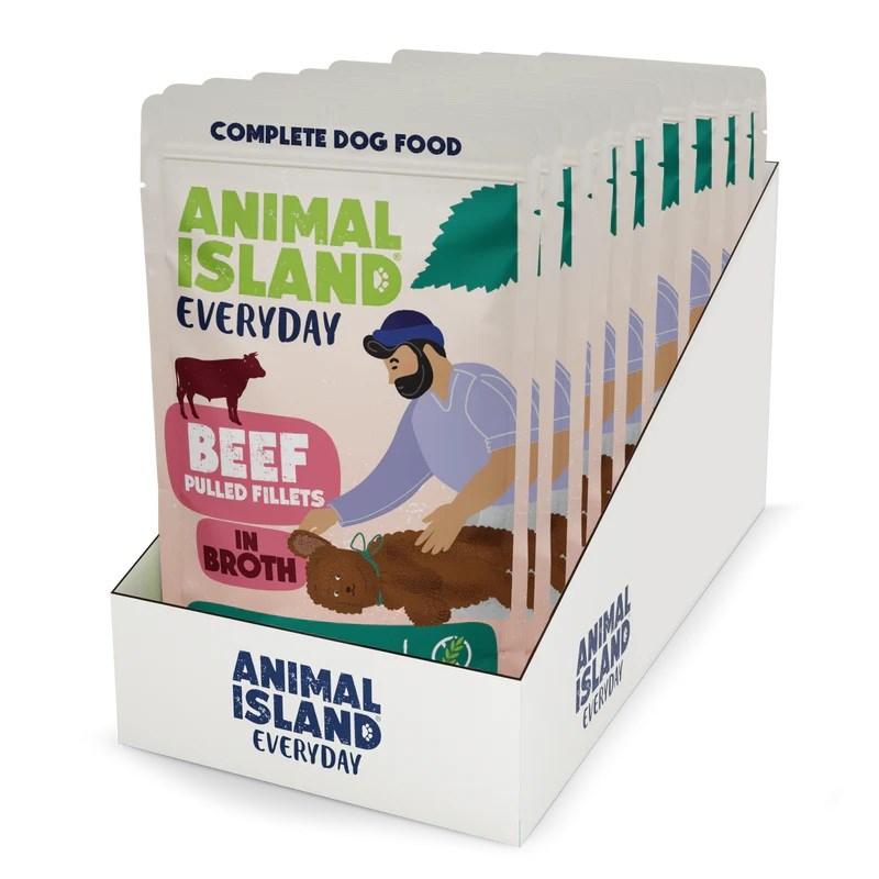 ANIMAL ISLAND oksefileter i bouillon - vådfoder til hund - 10×150 g billede