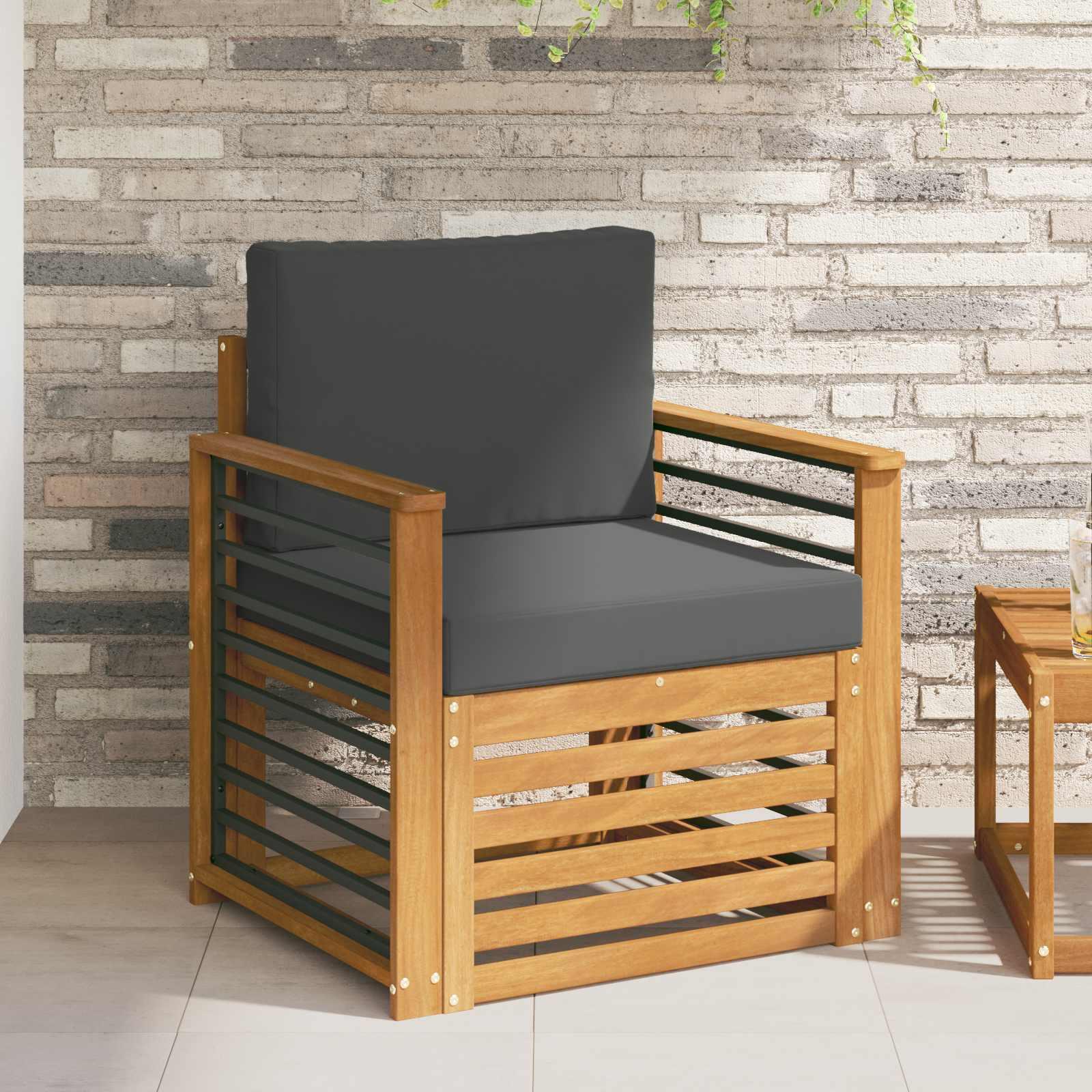 Udendørs sofagruppe med pude Naturfarvet 71 x 63 x 73 cm billede