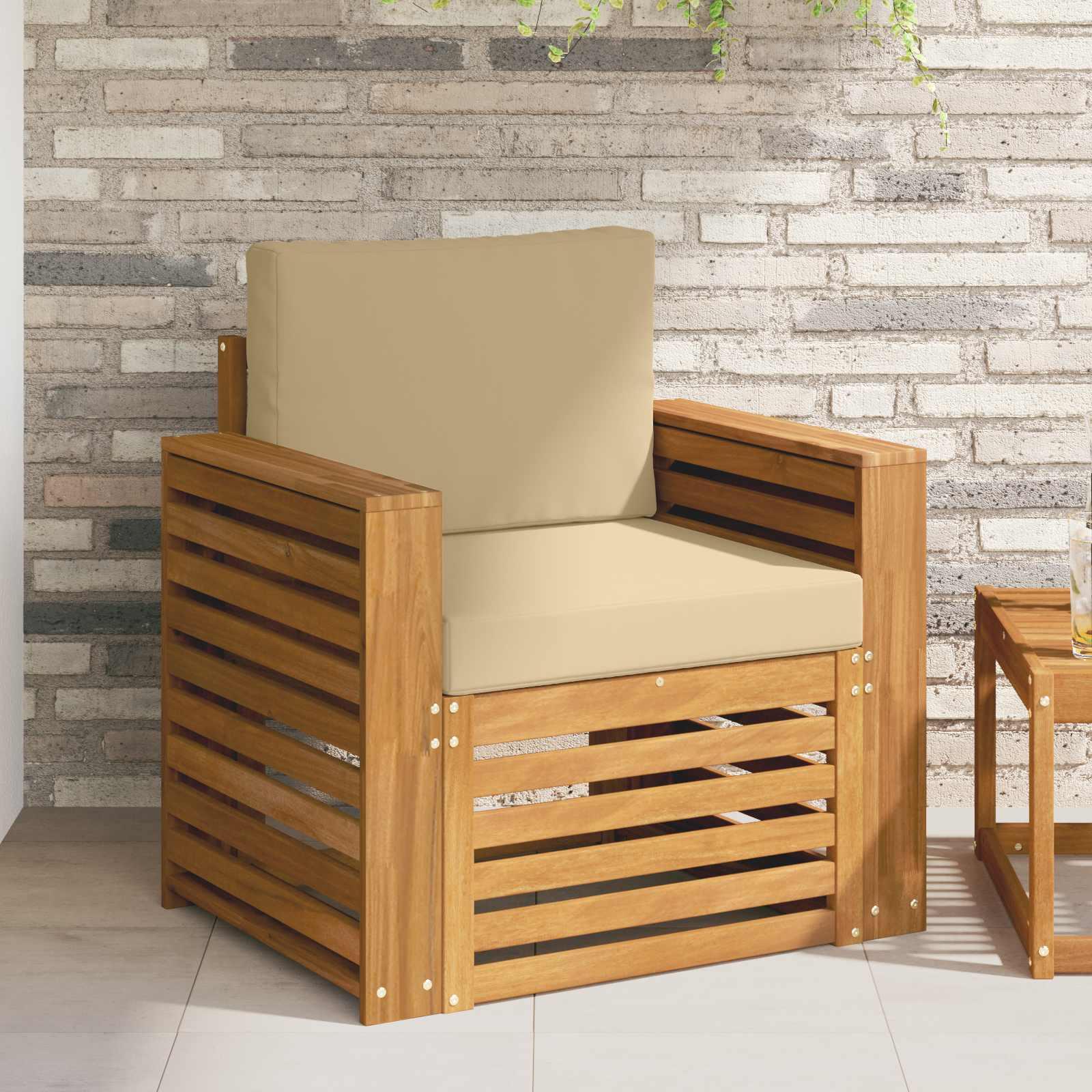 Udendørs sofagruppe med pude Naturfarvet 79 x 63 x 73 cm billede