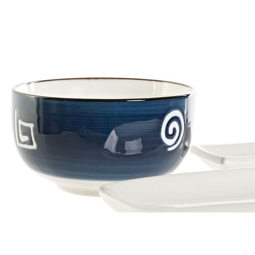 Sushi-sæt i porcelæn, hvid/marineblå - 12 dele (33,5 × 34,5 × 9 cm)