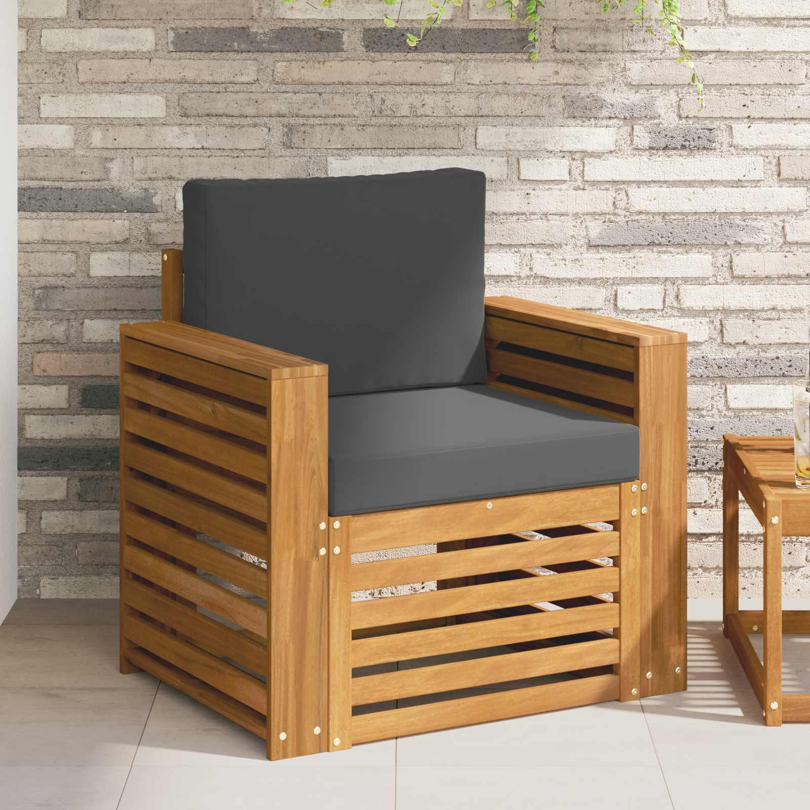 Udendørs sofagruppe med pude Naturfarvet 79 x 63 x 73 cm billede