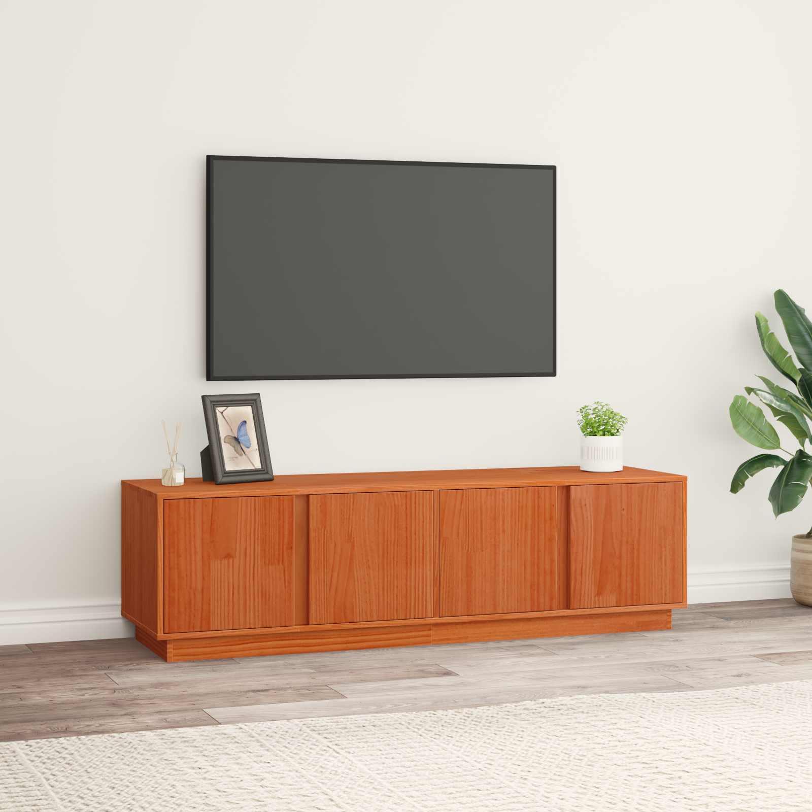 TV-skab VoksBrun 140 x 40 x 40 cm Massivt fyrretræ billede