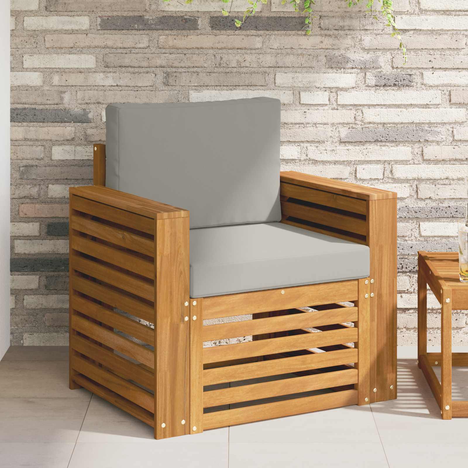 Udendørs sofagruppe med pude Naturfarvet 79 x 63 x 73 cm billede