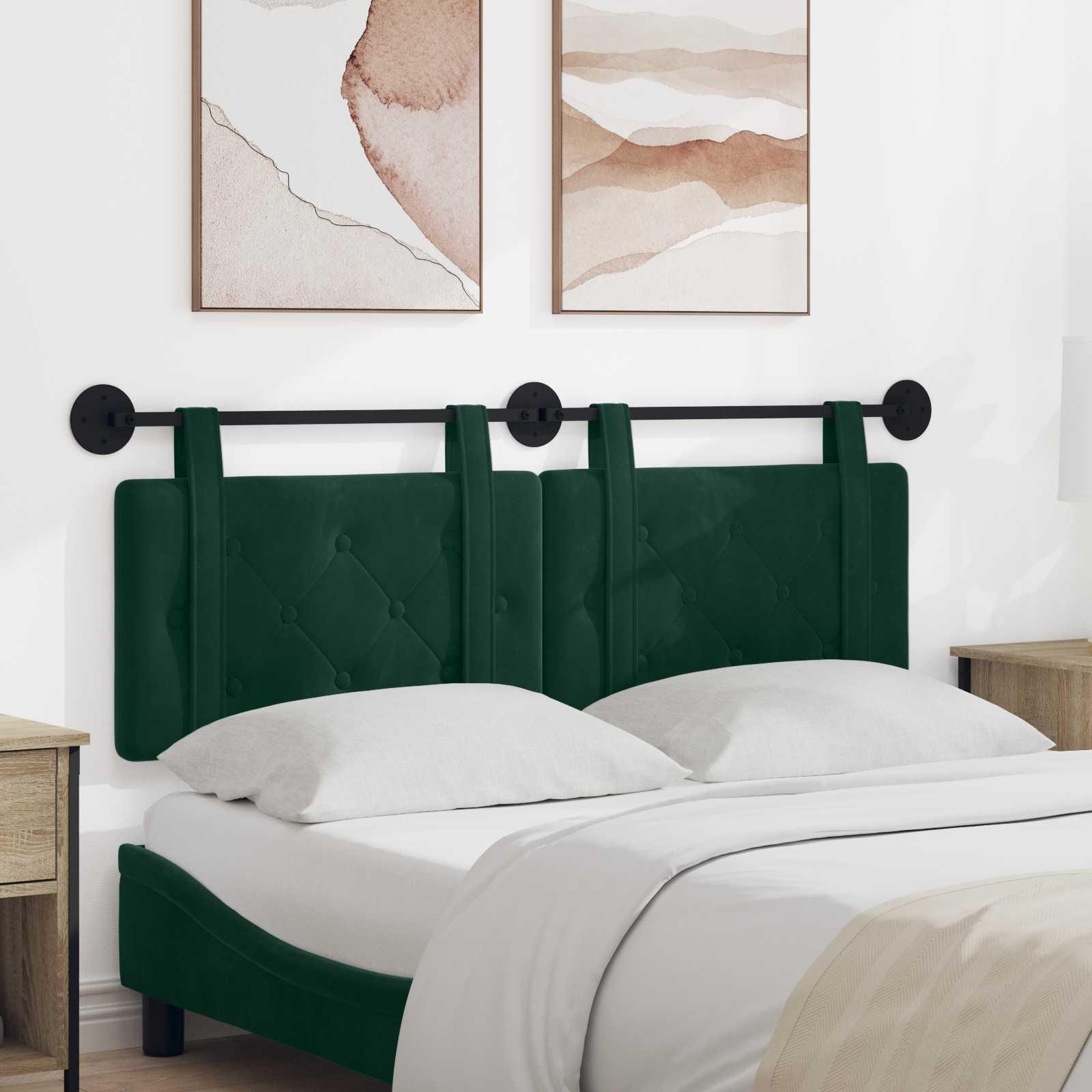 Hængende Hovedgavl Vægmonteret Mørkegrøn 130 x 55 x 5 cm Fløjl billede