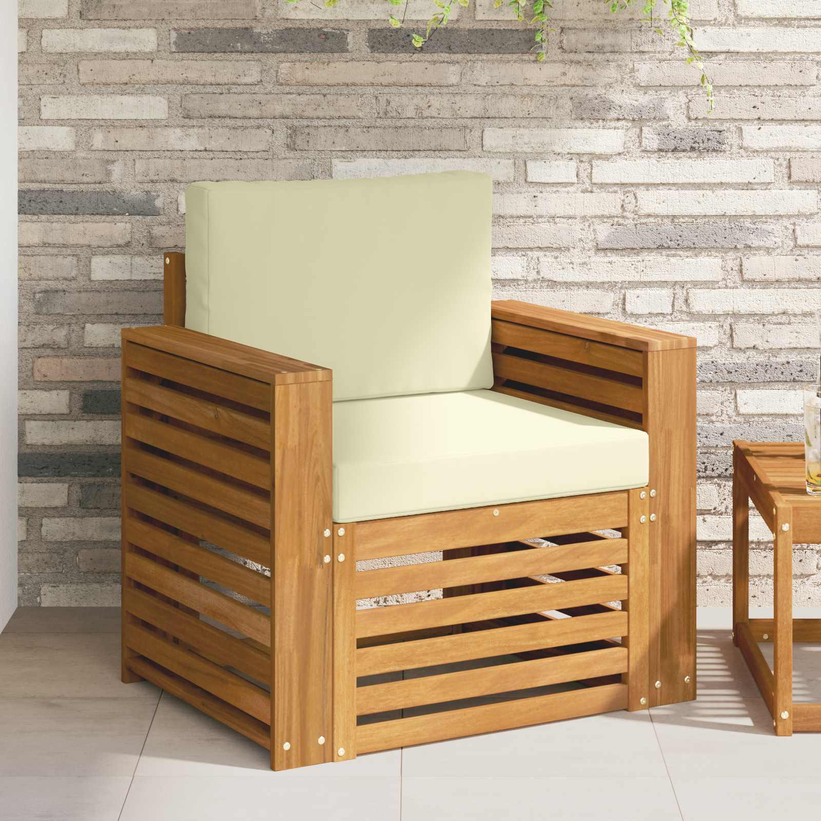 Udendørs sofagruppe med pude Naturfarvet 79 x 63 x 73 cm billede