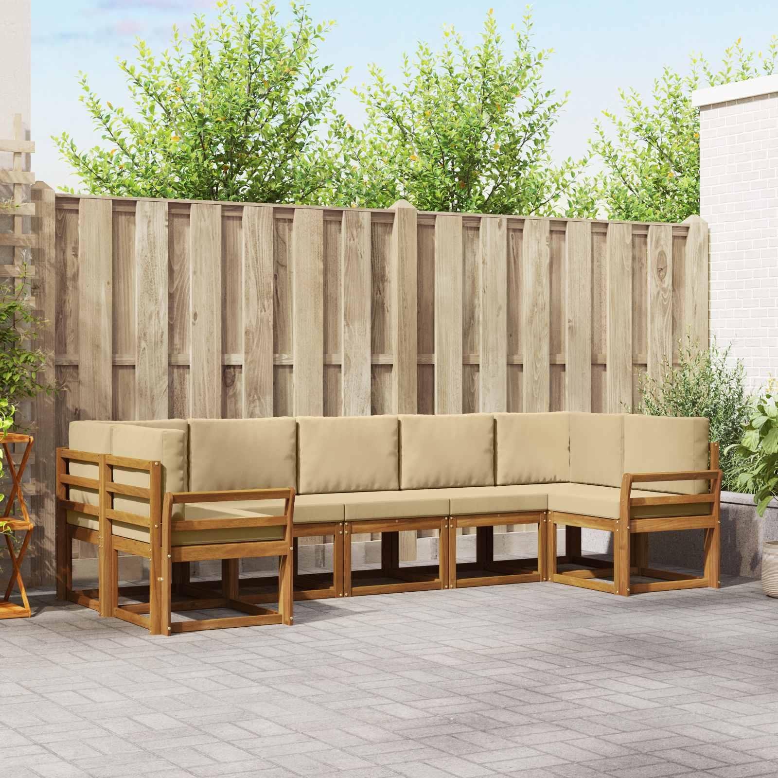 Sofa Sæt 7 stk Naturlig og Beige Soli Akacietræ og polyester billede