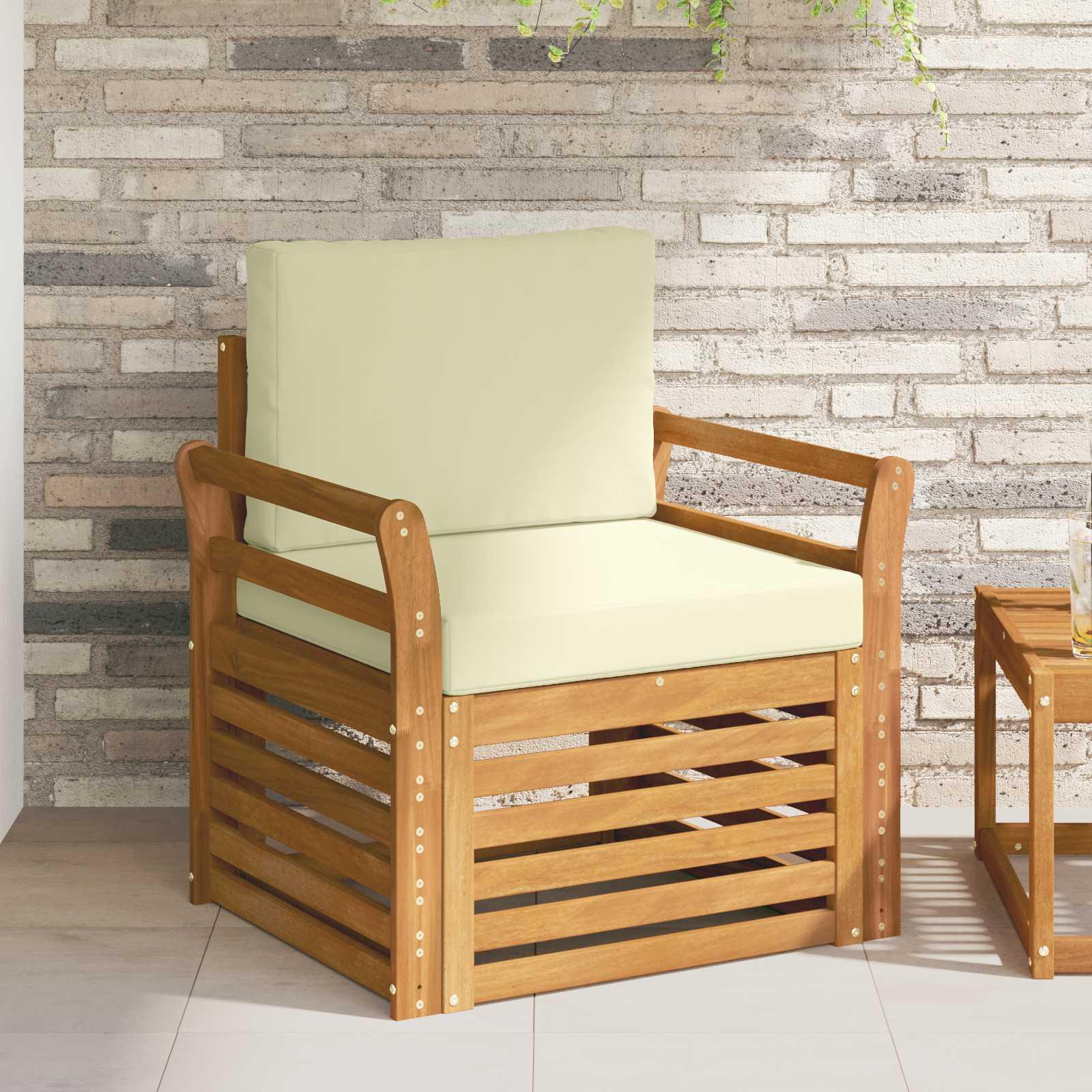 Udendørs sofagruppe med pude Naturfarvet 75,5 x 63 x 73 cm billede