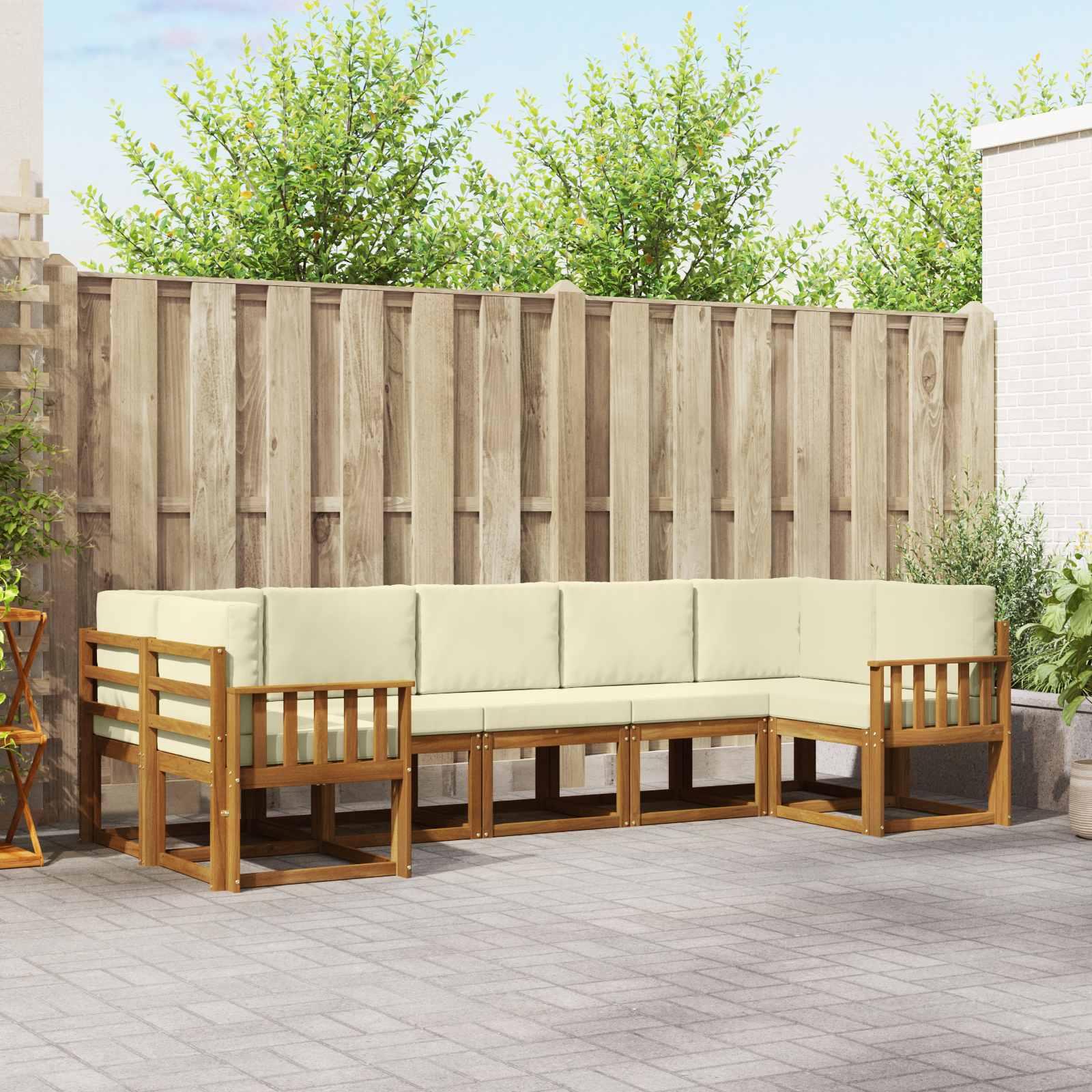 Sofa Sæt 7 stk Naturlig og Fløde Soli Akacietræ og polyester billede